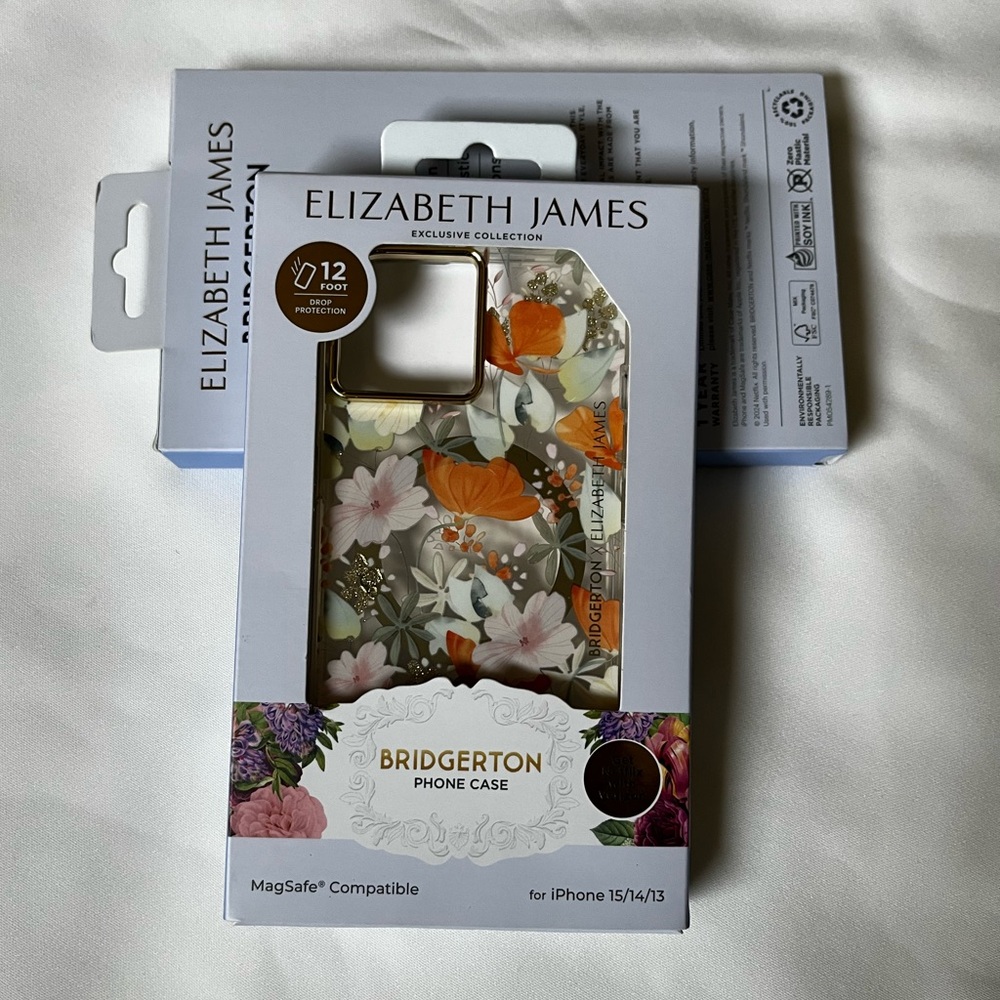 Elizabeth and James Bridgerton Floral Phone Case - Orange and White